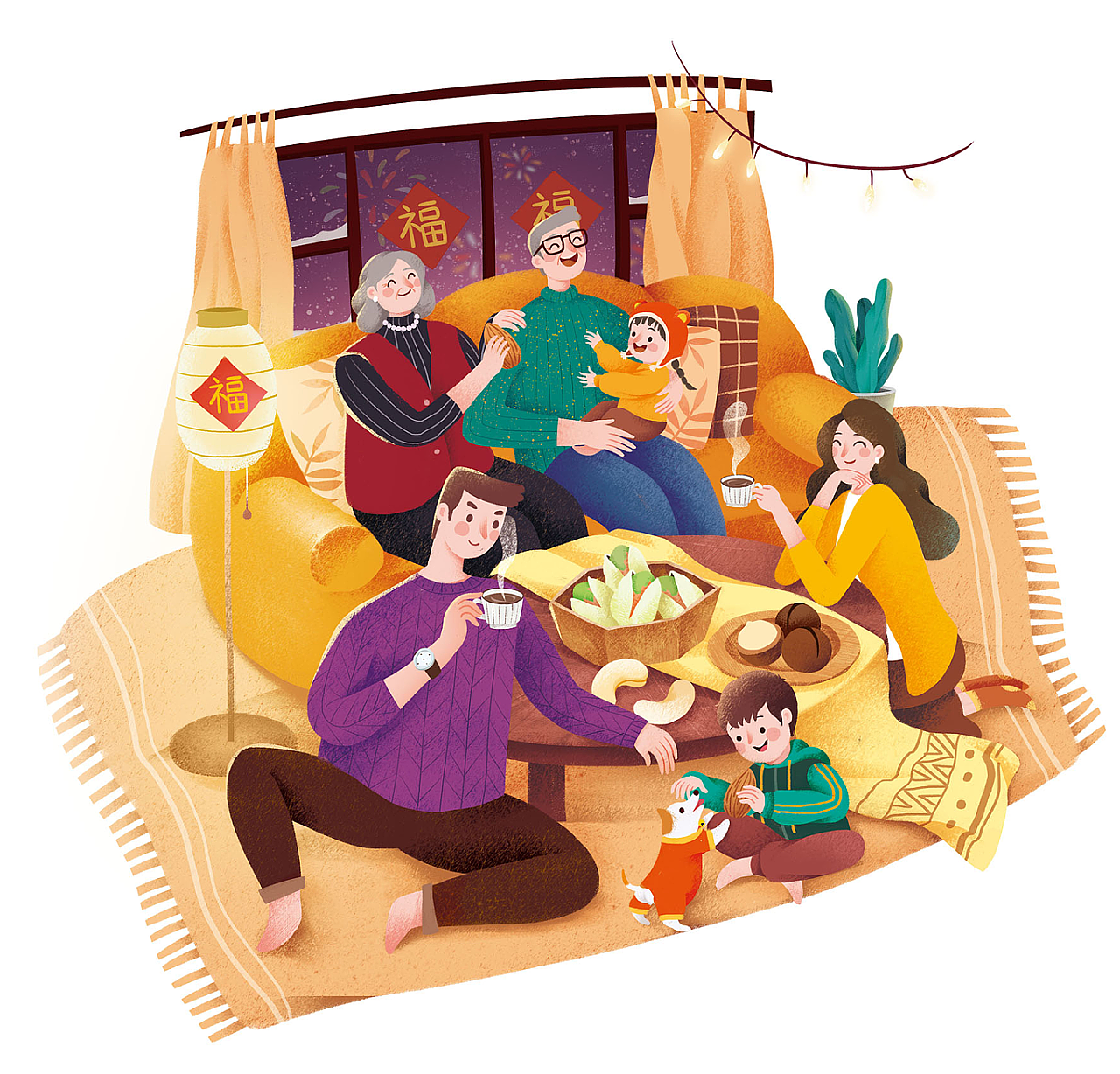 坚果新年大礼包礼盒插画