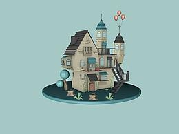 c4d建模房子