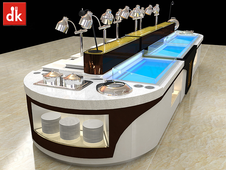 迪克自助餐台 圆形大理石自助餐台定制 可移动布菲台