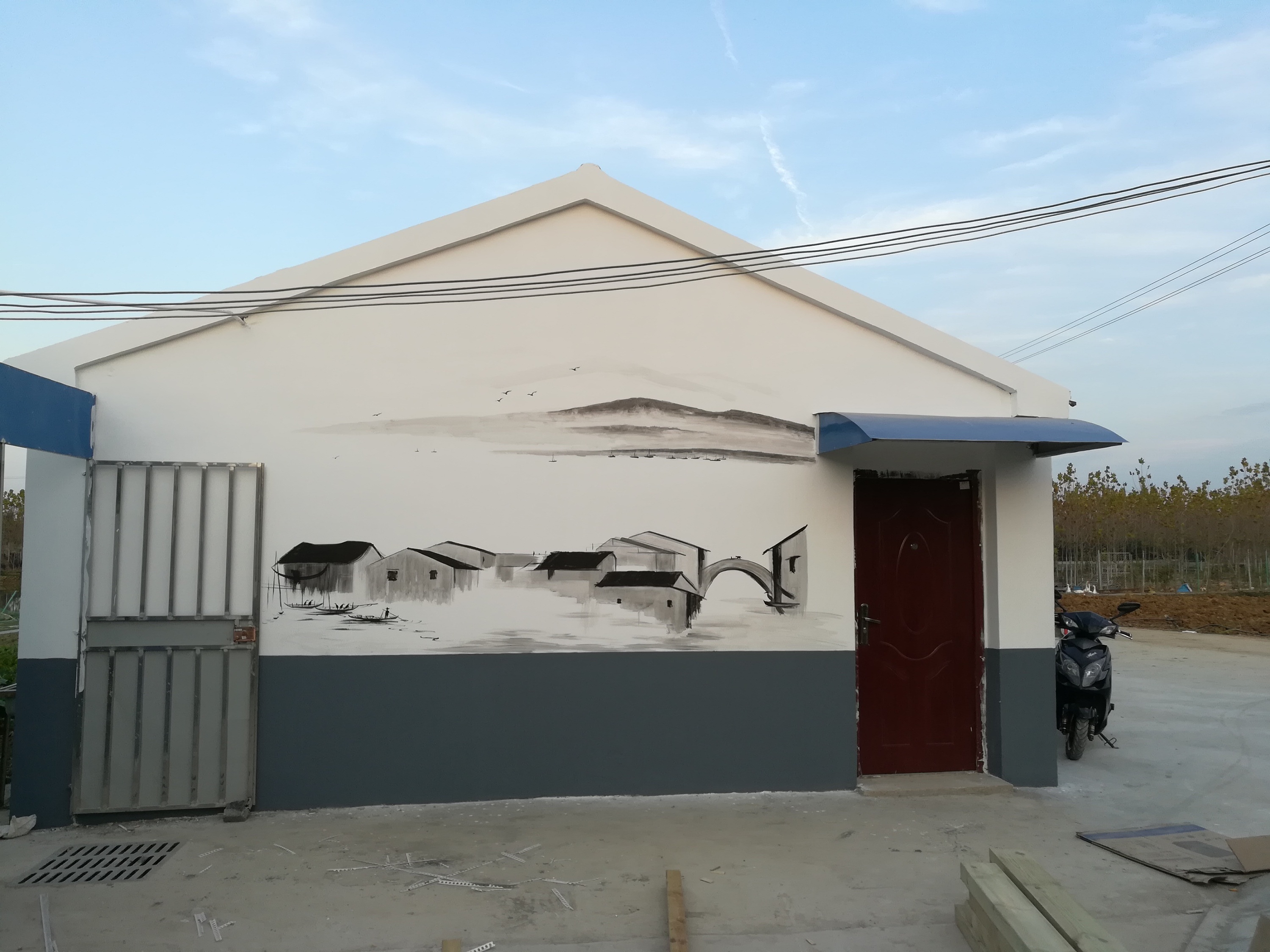 安徽全农家乐小包间墙绘a 餐厅墙绘中式水墨画价格便宜|插画|新锐潮流