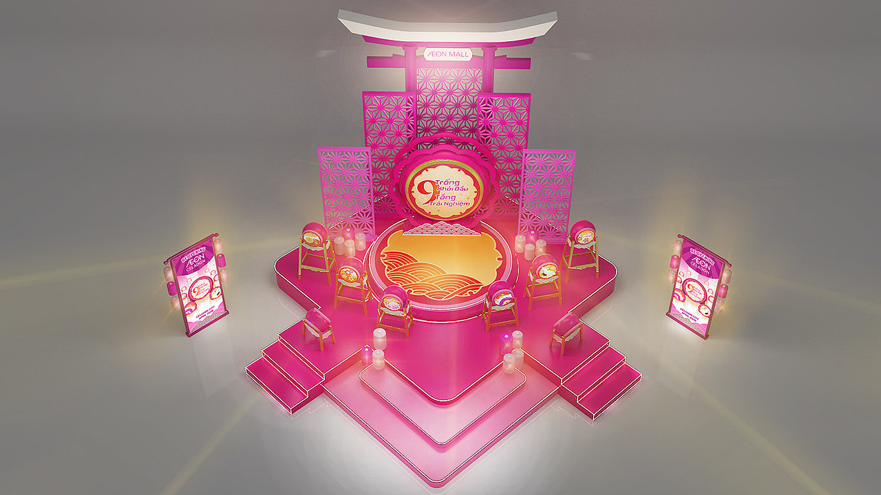 中式美陈设计3D效果图