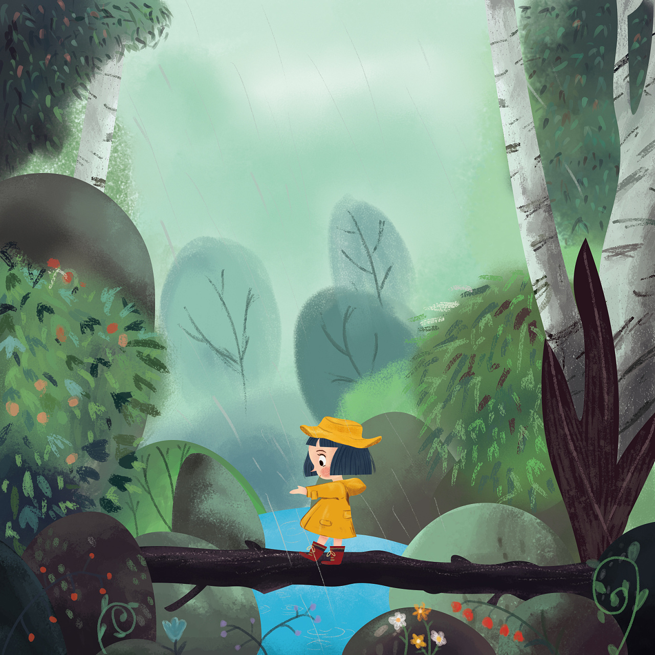 原创手绘场景插画