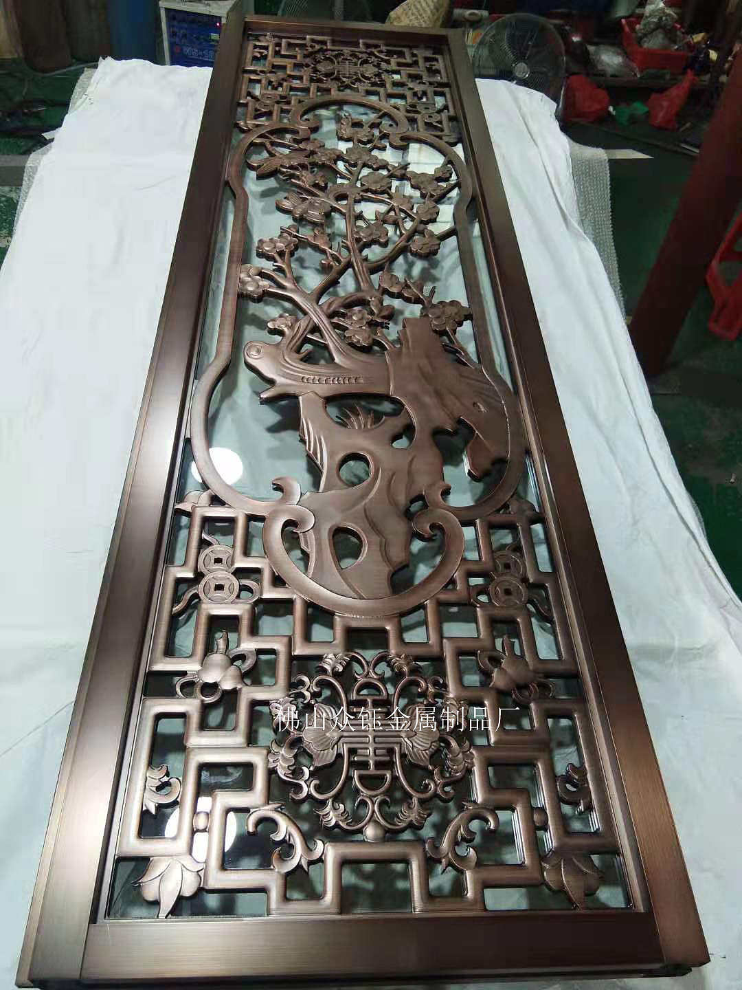 书房屏风隔断铜板浮雕屏风定制 批发