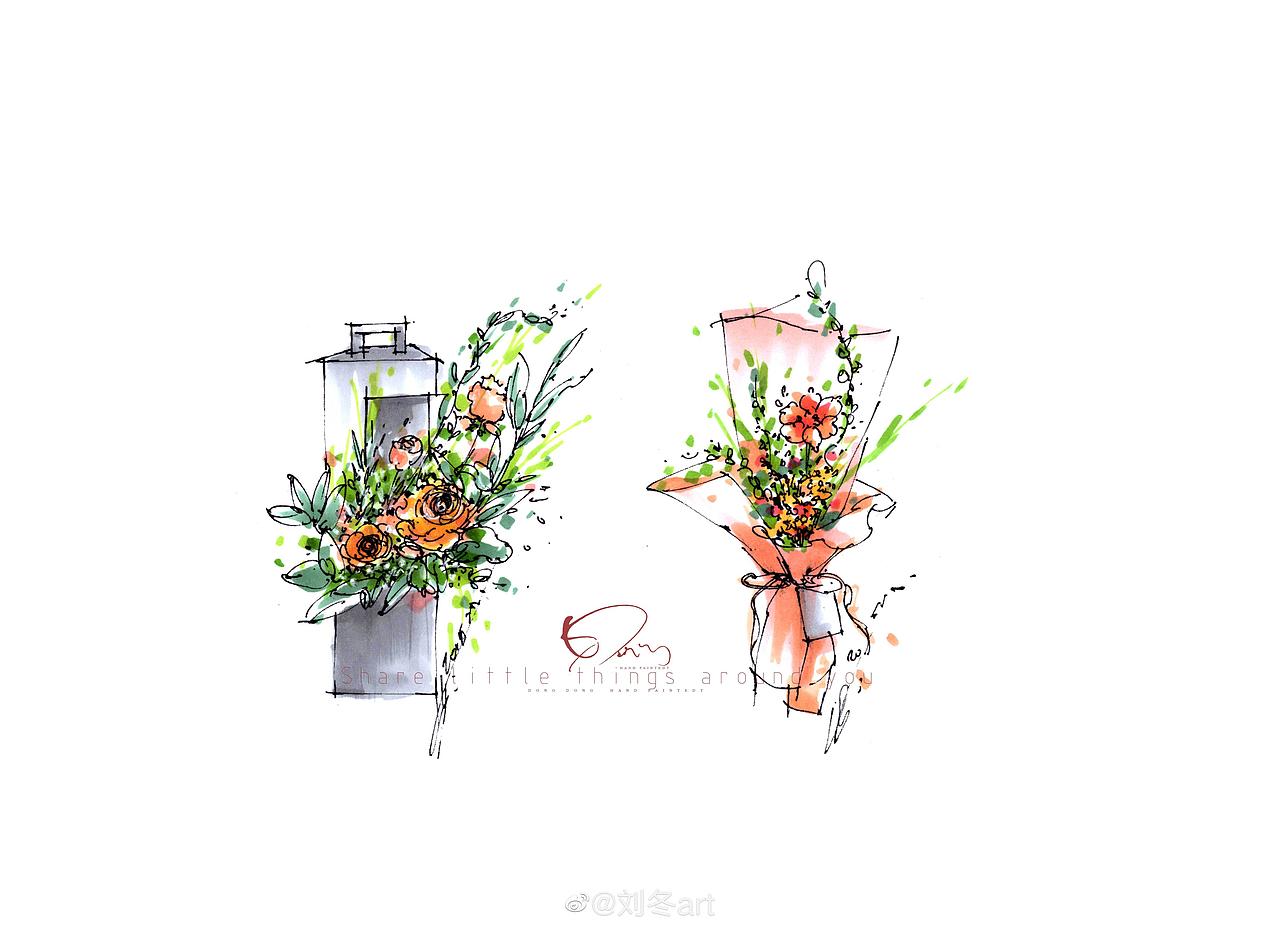 是花还是画都为美而来【花艺手绘】（图ZMTU5ODM5Mzg0） - 绘画 - 站酷设计师咚咚婚礼手绘原创素材 - 站酷ZCOOL