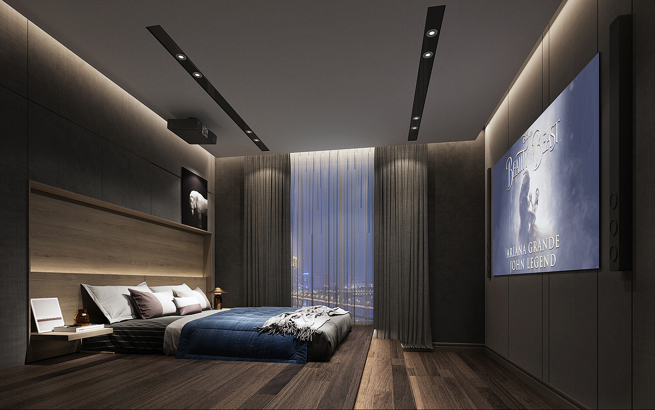 浪漫神秘的暗色系家装效果图表现