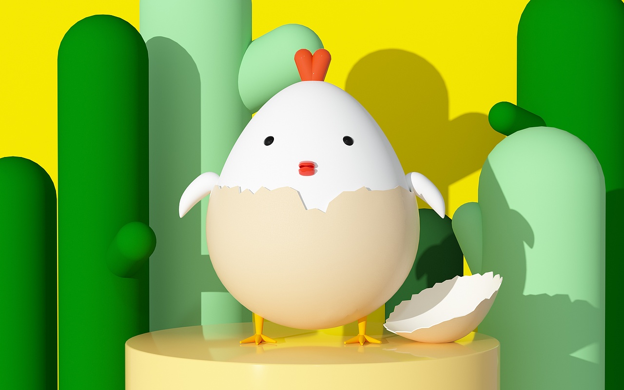 【庞门正道c4d卡通ip比赛】蛋壳鸡鸡