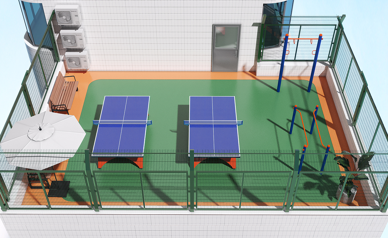 楼顶加建防护网和运动场地面设计方案 2024.9（图ZMzc2NjA0OTAw） - 商业空间设计 - 站酷设计师LAUZYOUNG原创素材 - 站酷ZCOOL