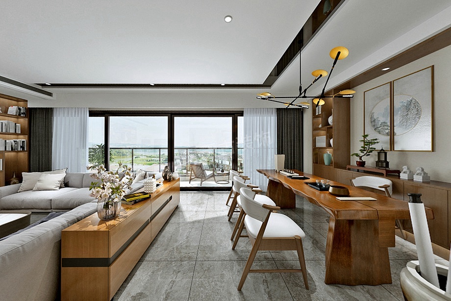 现代中式196㎡大平层设计图|礼嘉昱湖壹号装修案例