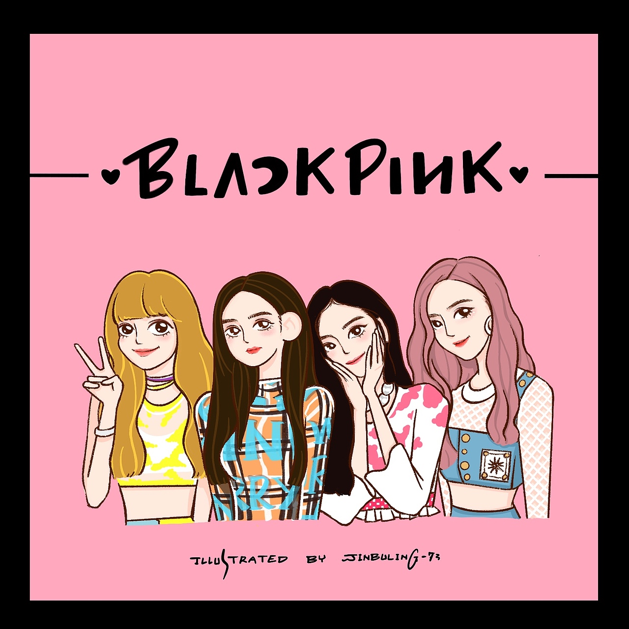 blackpink人物插画小海报
