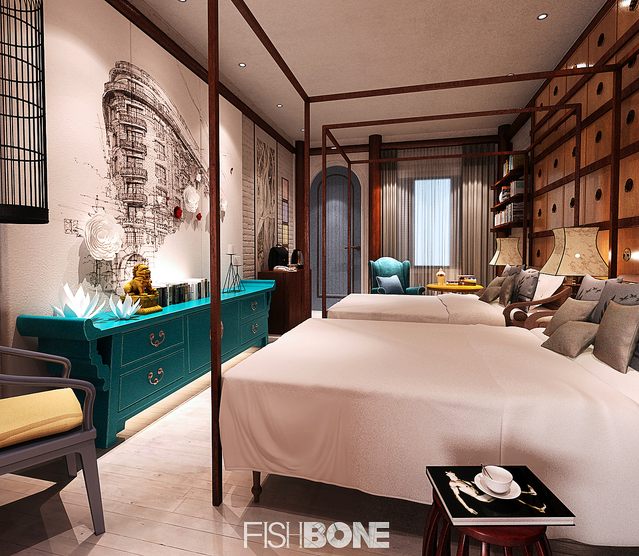 鱼骨设计-橄榄公社1966文创酒店