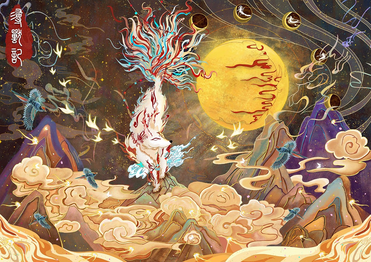 国潮风插画 天狗