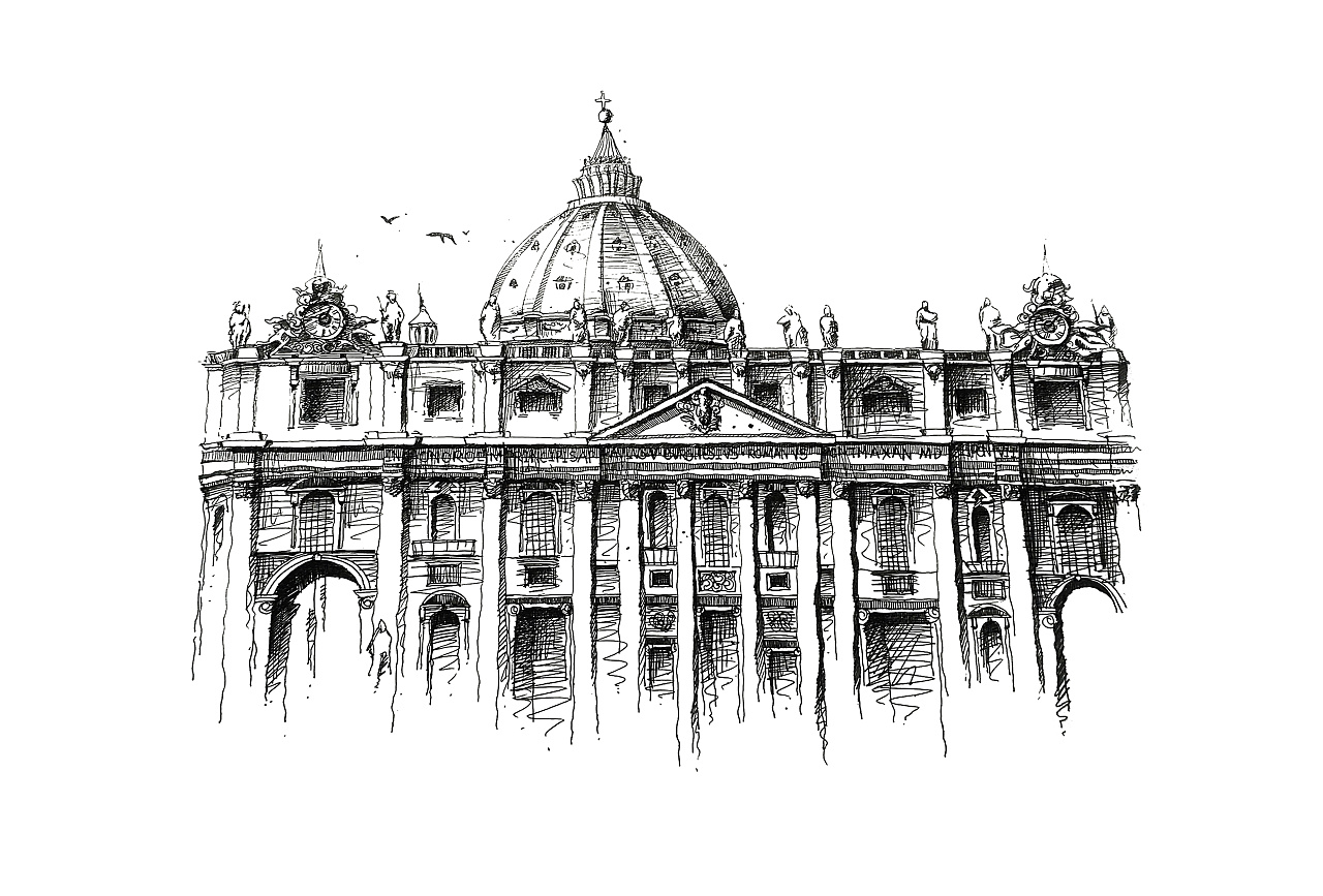 圣彼得大教堂素描图片