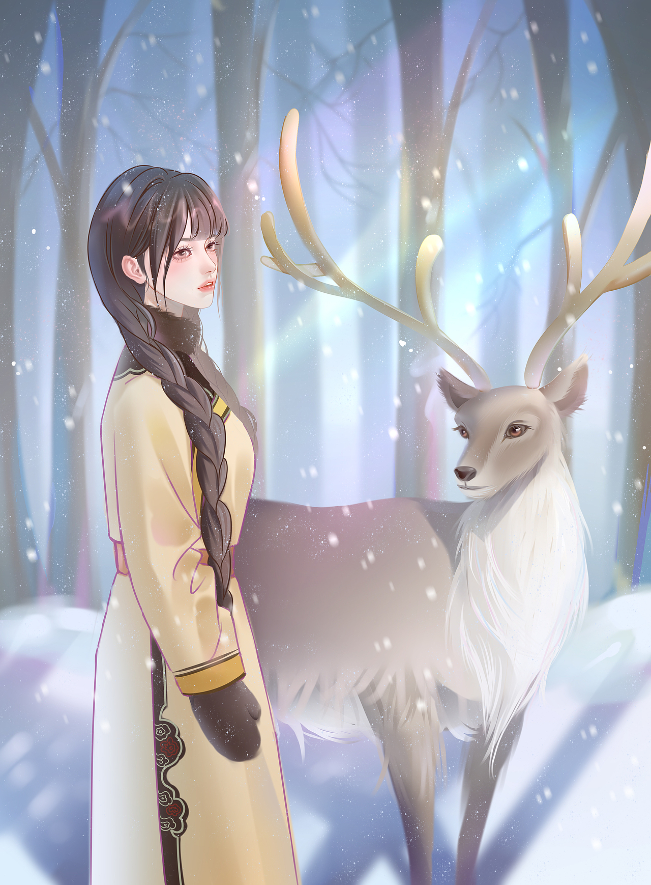 【少数民族女性插画系列】鄂温克族（图ZMzA4OTcwNTAw） - 新锐潮流插画 - 站酷设计师_小棉原创素材 - 站酷ZCOOL