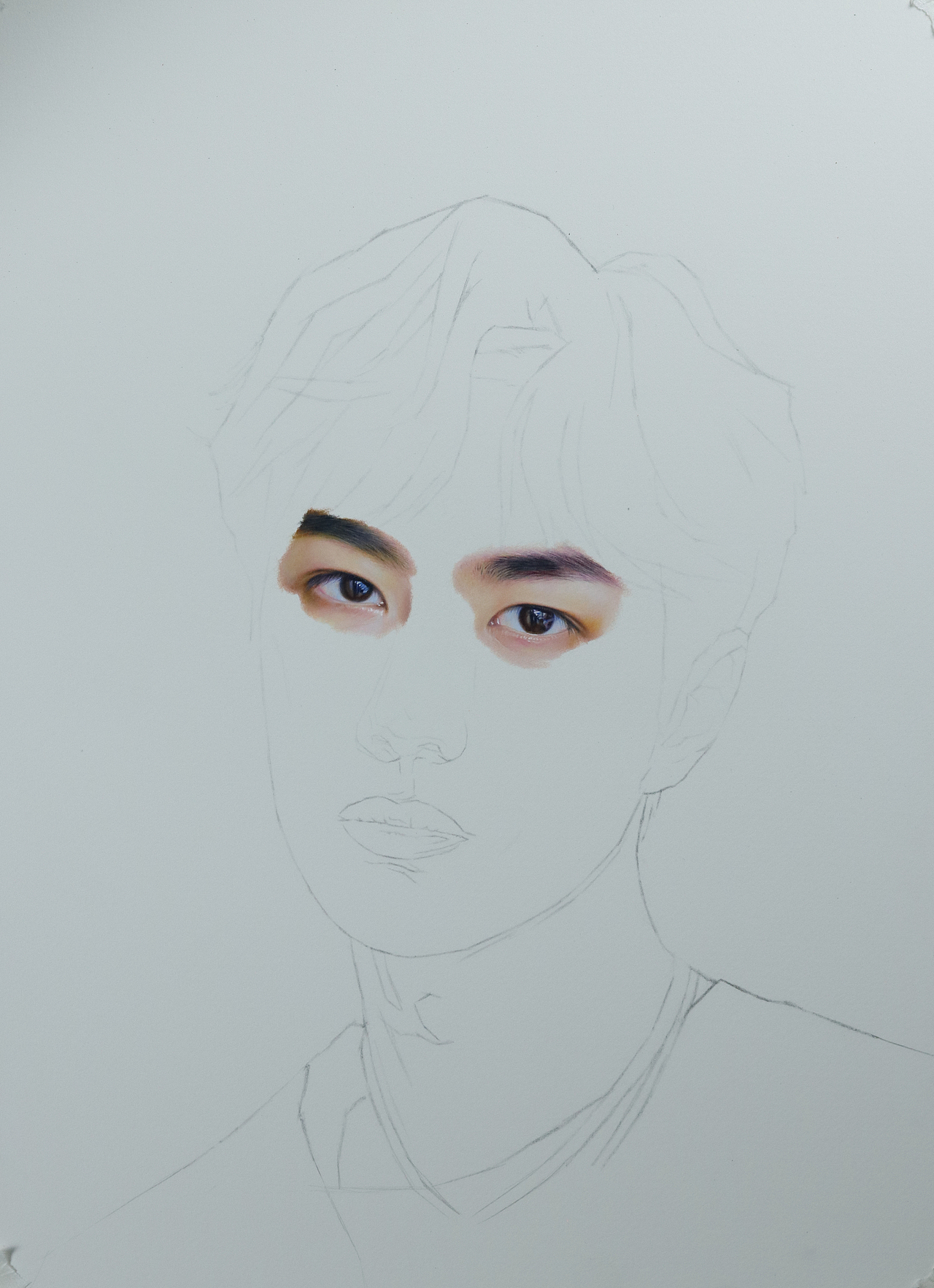 彩铅手绘王一博肖像