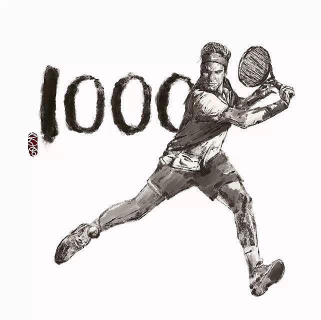 费德勒战胜拉奥尼奇夺得赛季首冠时,小虎所画贺图