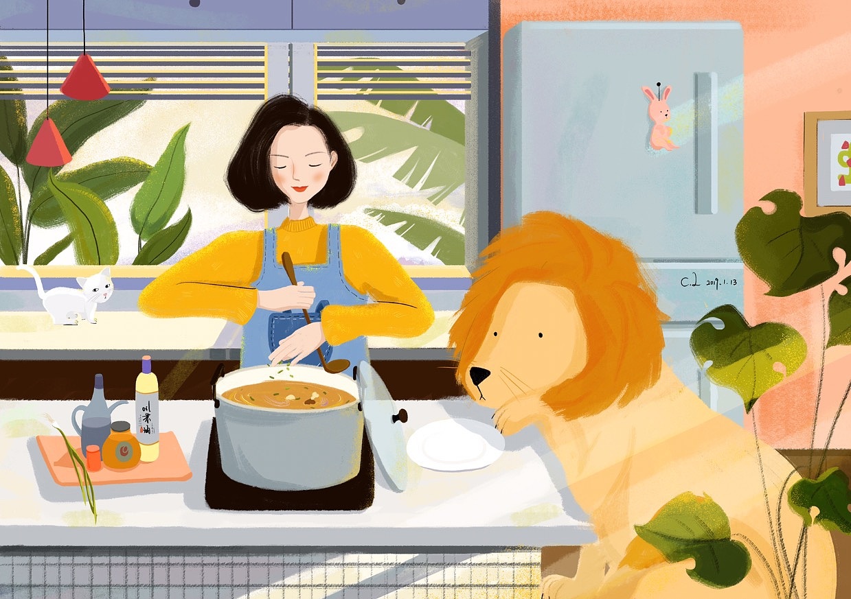 在插画里养狮子（图ZMTQxODQ3NTUy） - 创作习作 - 站酷设计师CAMI卡缪原创素材 - 站酷ZCOOL