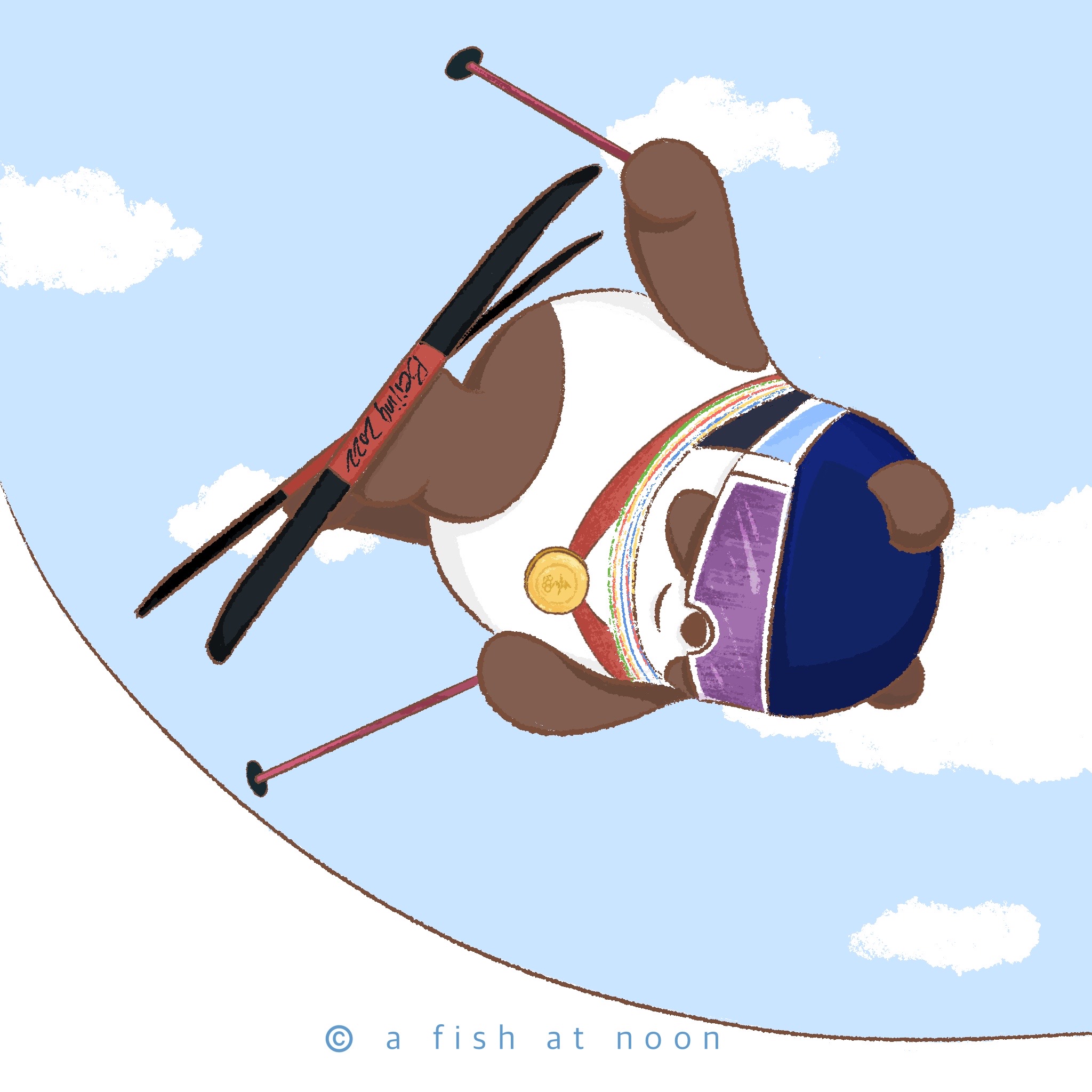 冰墩墩滑雪动画图片