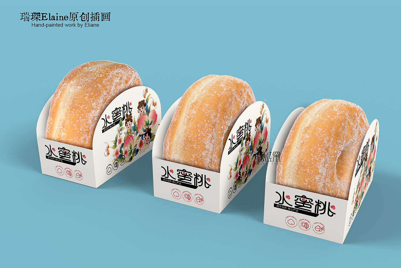水蜜桃包装插画（图ZMzUyODc0Nzcy） - 商业插画 - 站酷设计师瑞琛Elaine原创素材 - 站酷ZCOOL