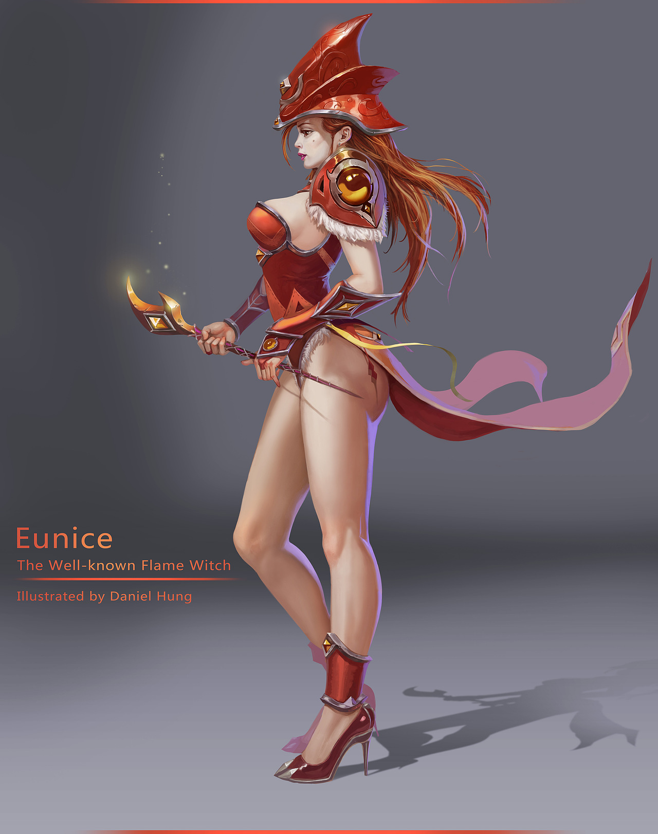 尤妮斯-火焰女法师|插画|游戏原画|danielhgx_原创作品-站酷zcool