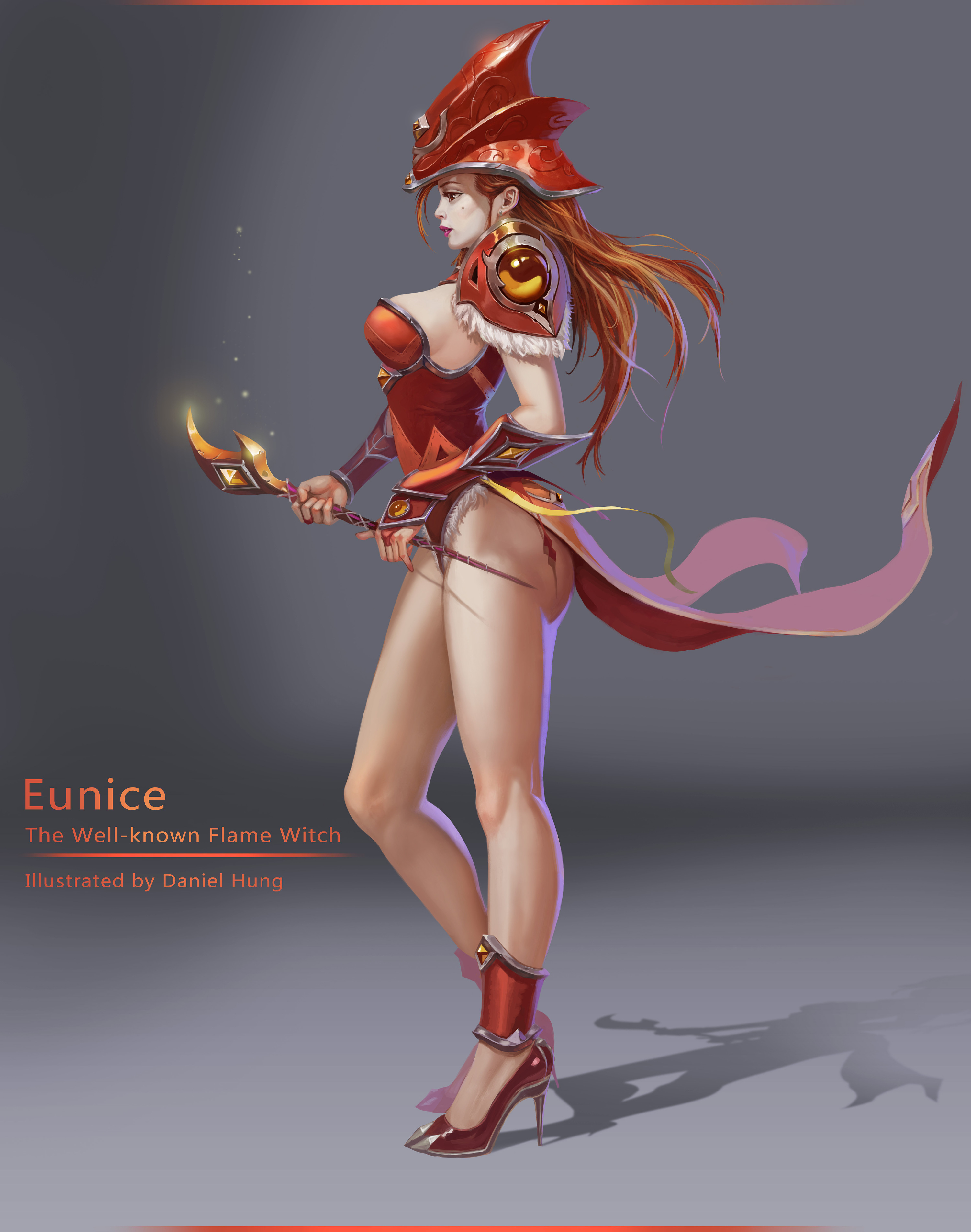 尤妮斯-火焰女法师|插画|游戏原画|danielhgx - 原创作品 - 站酷