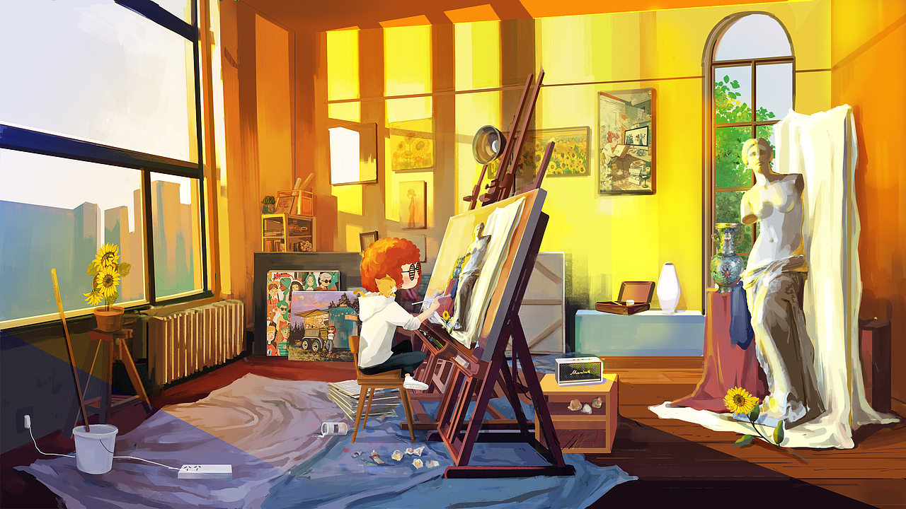 乐划锁屏-夕阳画室