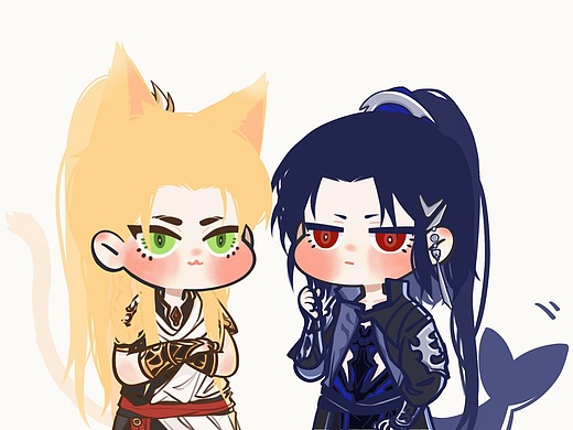 q版明唐插画-商业插画4002年前q版剑三成女插画-商业插画8002年前喵呜