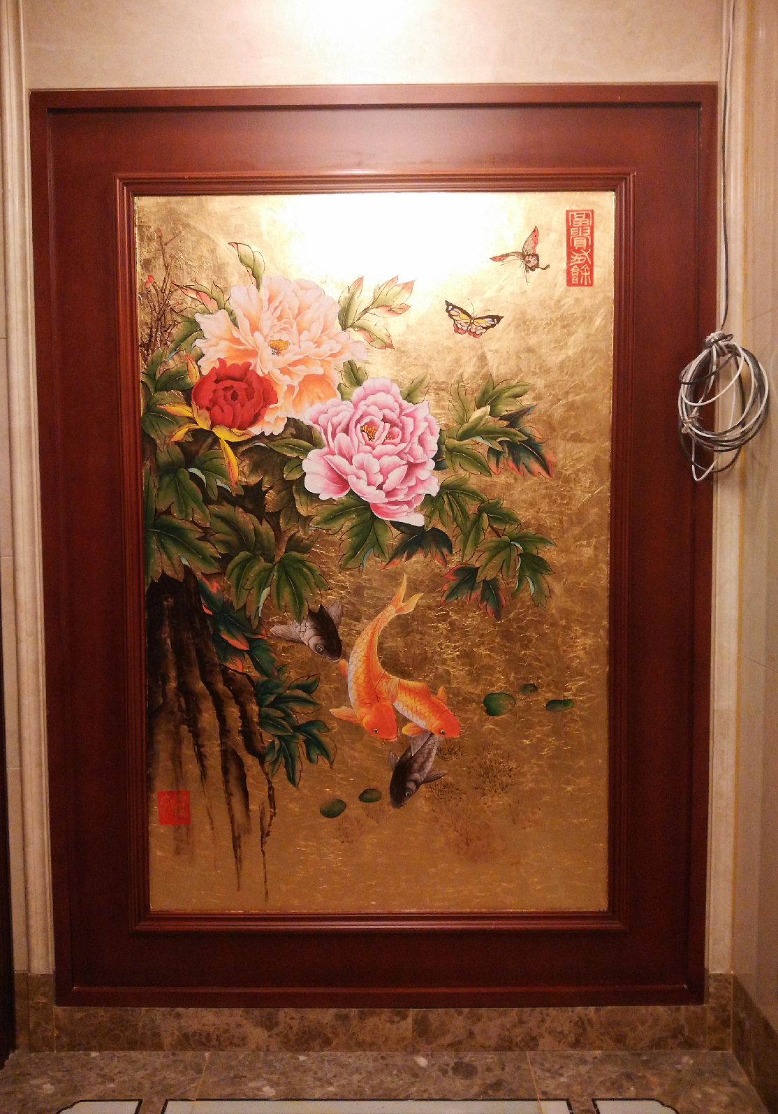 工笔金箔画 别墅壁画