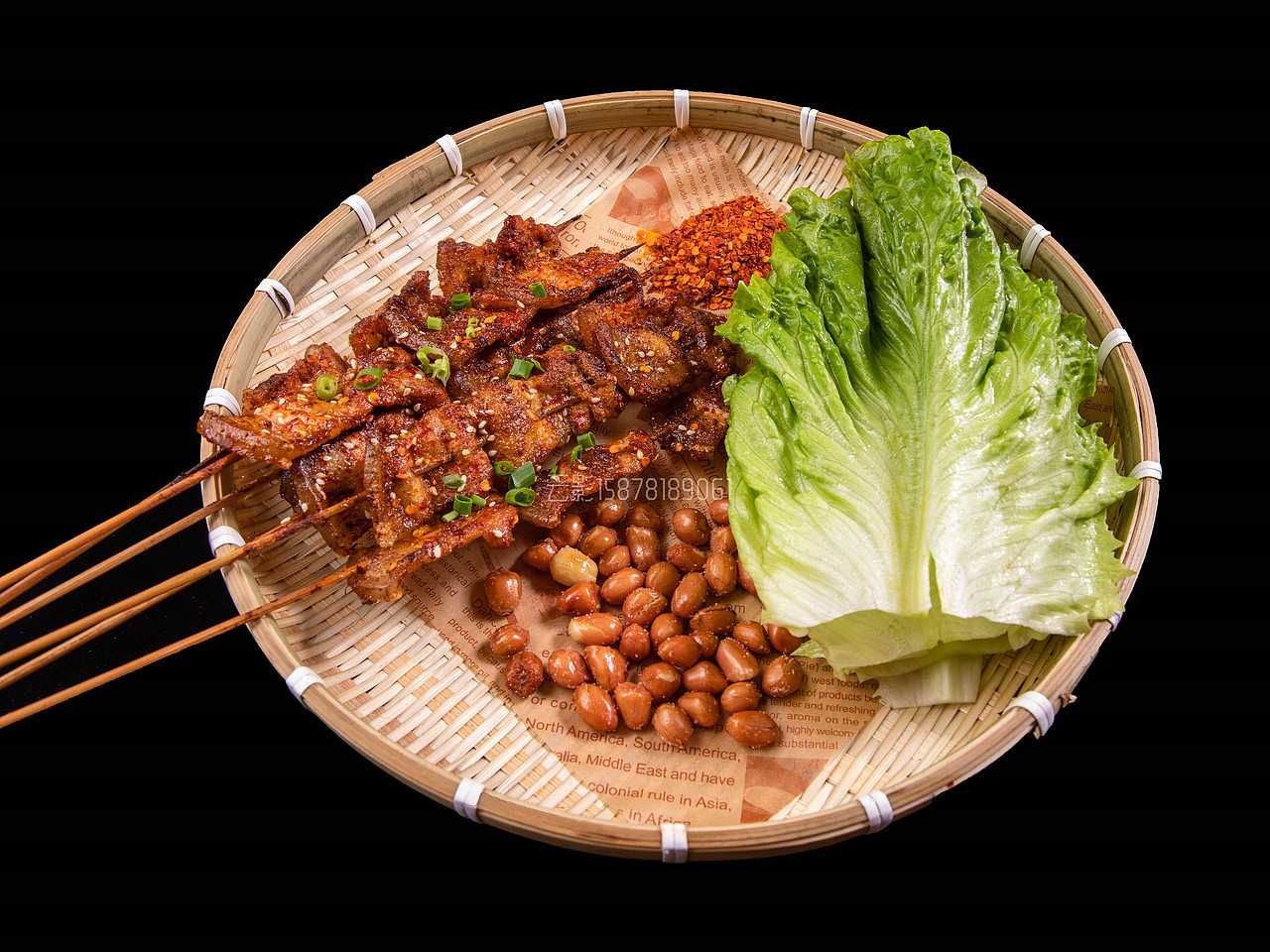 一组烧烤小吃图片 南宁美食摄影 外卖照片拍摄 黑底图