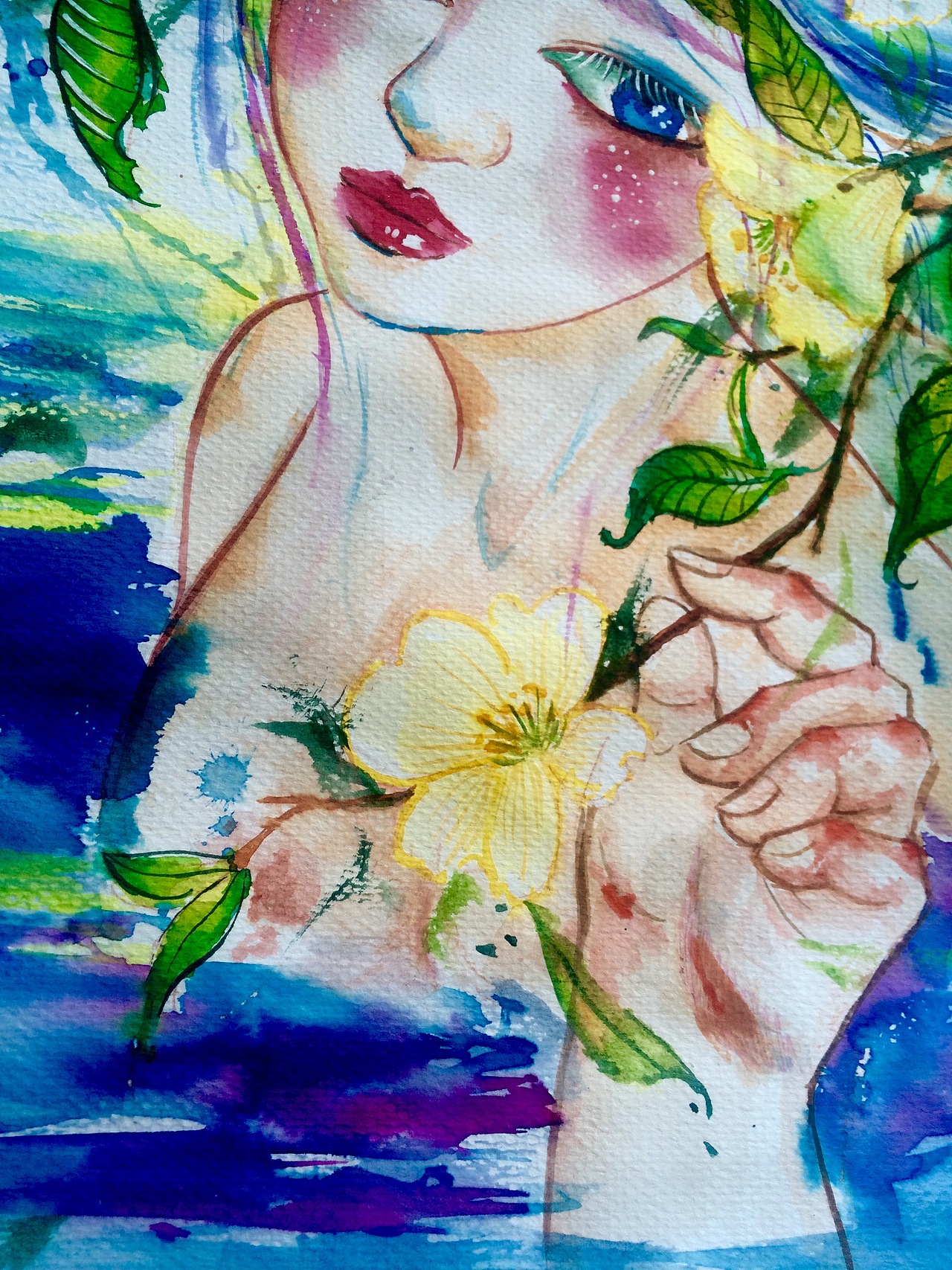 【水彩】作品《羞涩》