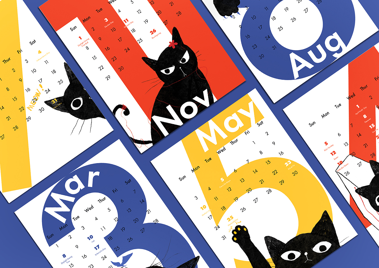 Black Cat Calendar 2020（圖ZMjA3MjQyMzYw） - 其他平面 - 站酷設(shè)計(jì)師xinpingli原創(chuàng)素材 - 站酷ZCOOL