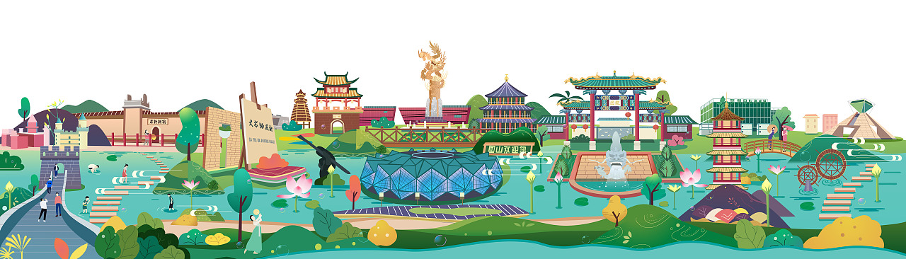 深圳龙岗新十景插画