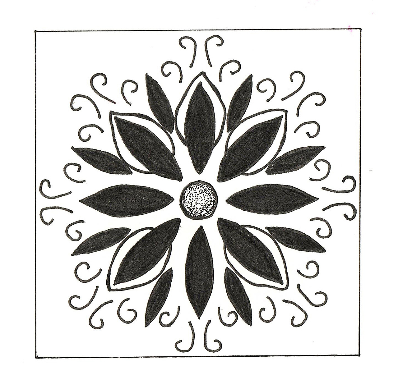 大学图形创意课作业图案课作业黑白装饰画作业