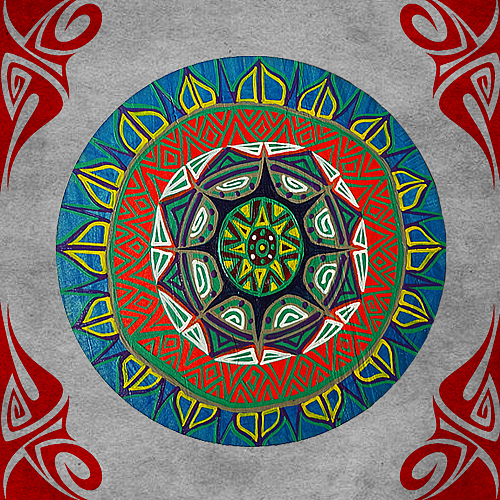 叁公馆原创图腾精工手绘原木杯垫