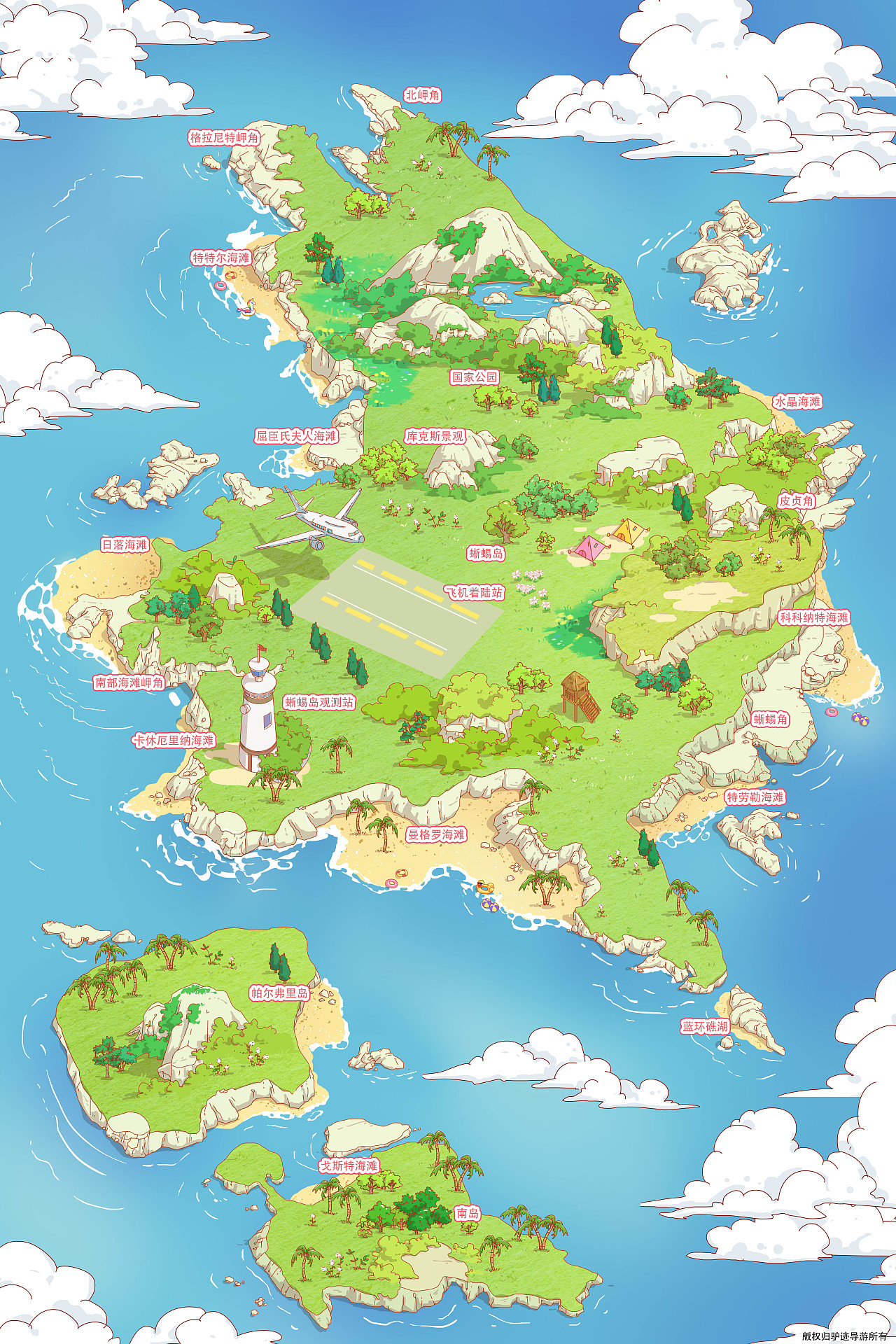 海岛手绘地图 旅游导览地图_zzdxtt-站酷zcool