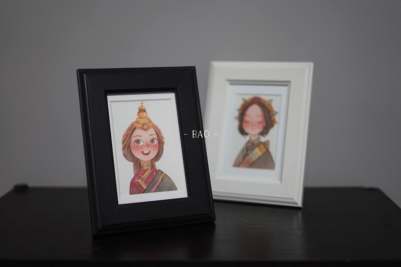 水彩-插画-少数民族女生