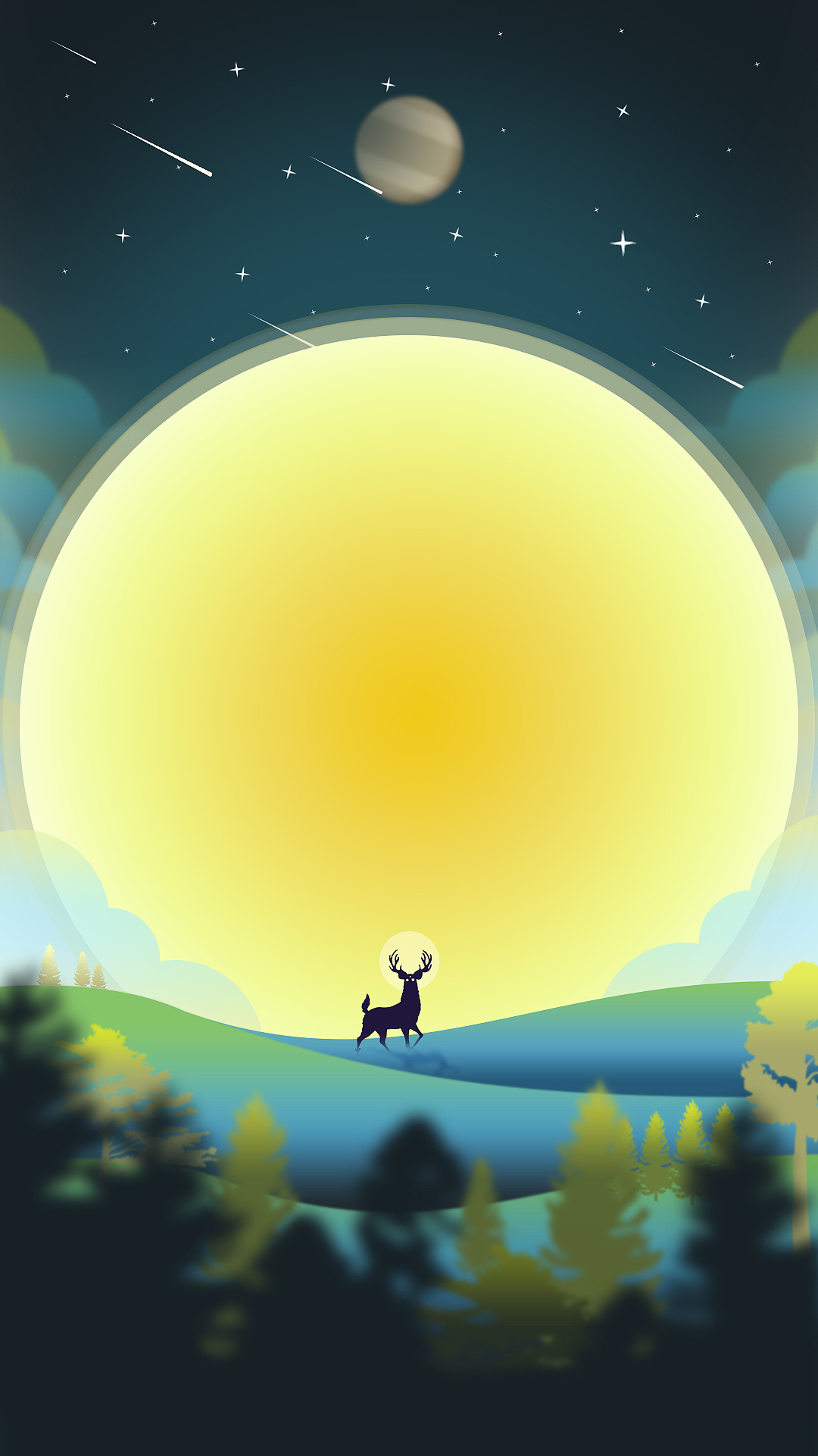 月生，扁平插画三连击（图ZNTY5NTcyODQ=） - 闪屏/壁纸 - 站酷设计师爬爬爬爬爬原创素材 - 站酷ZCOOL