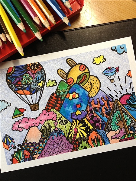 兔兔子 彩色铅笔手绘画