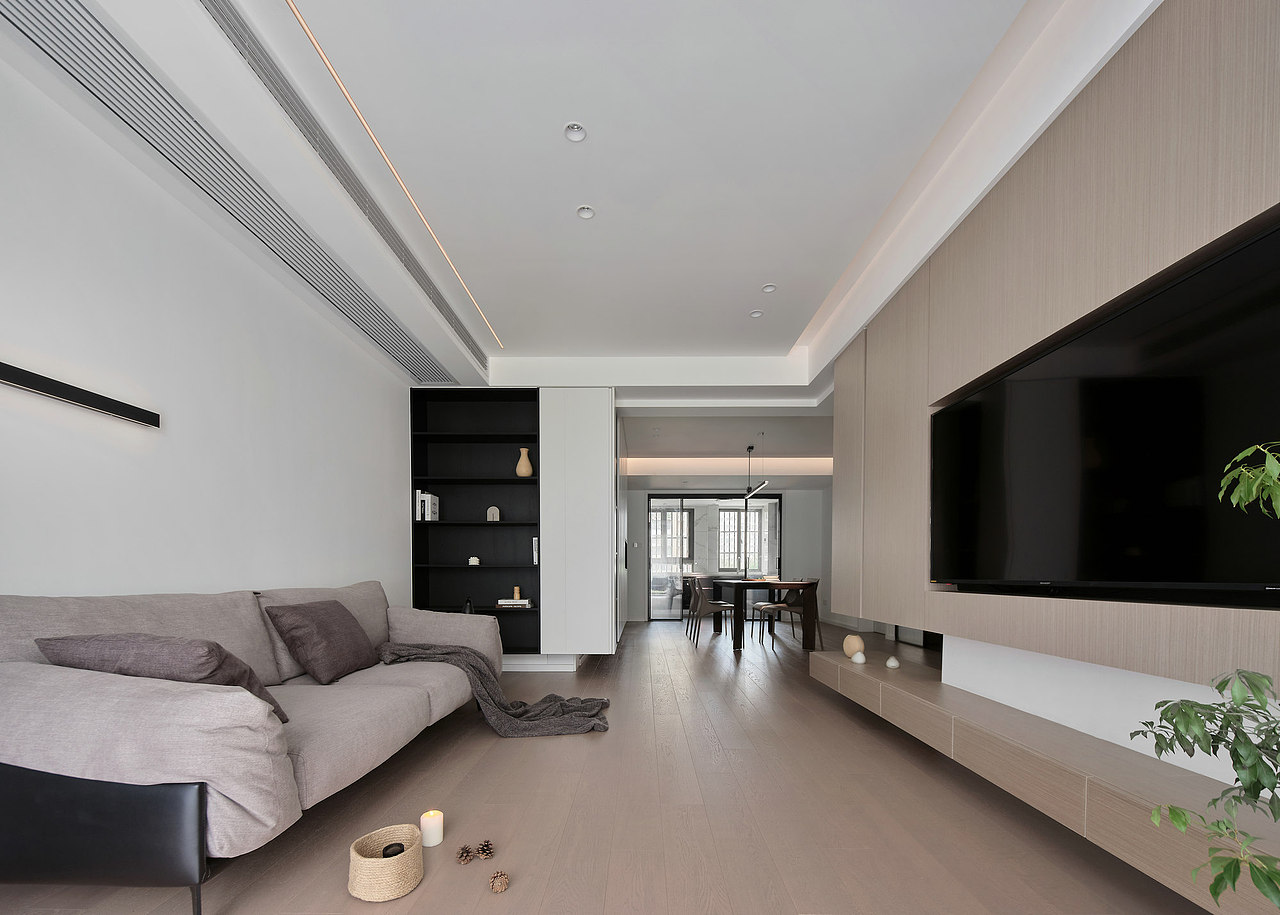 129㎡现代简约风，转角悬空柜，增加收纳方便打扫