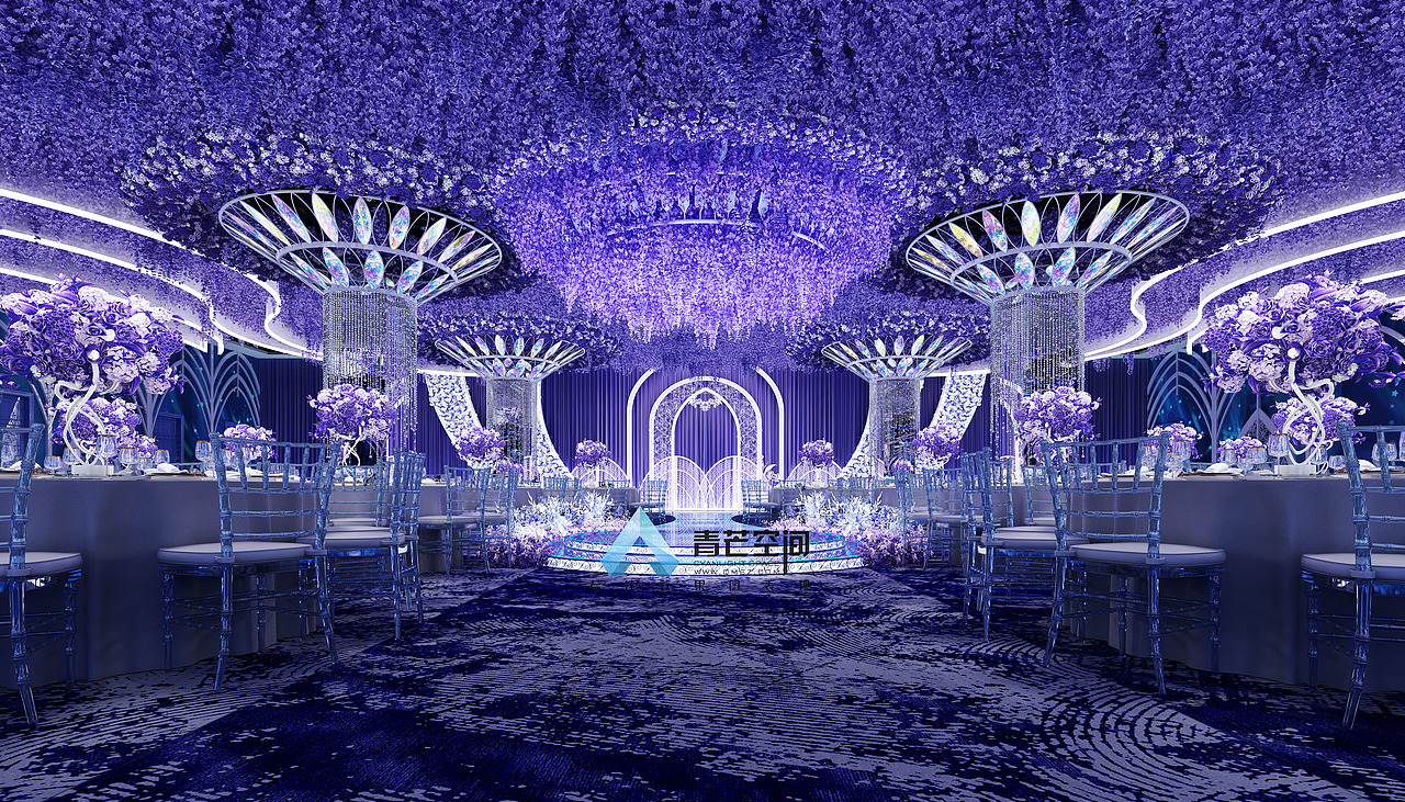 大型婚宴厅婚礼酒店布置效果图