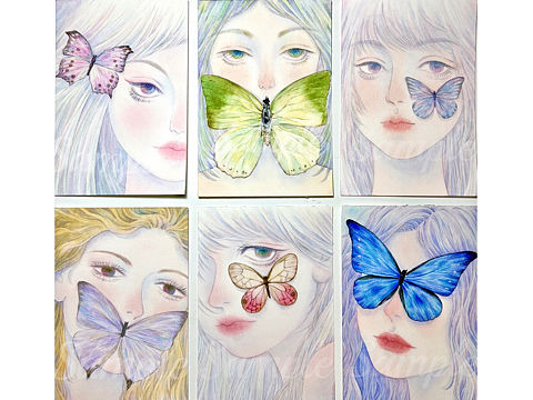 水彩蝴蝶少女合集