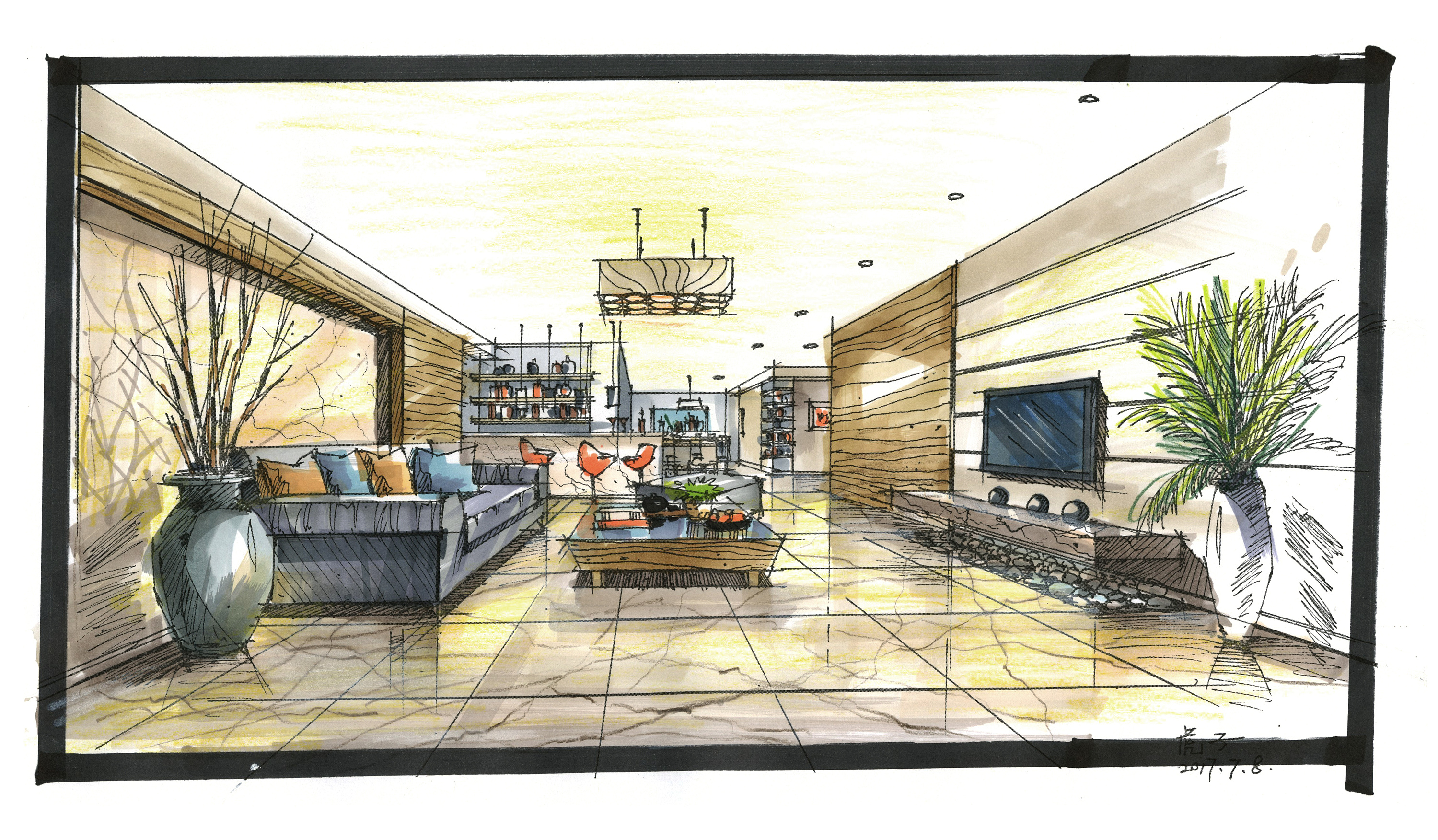 近期的室内手绘作品|空间|室内设计|虎子陈珍 - 原创作品 - 站酷