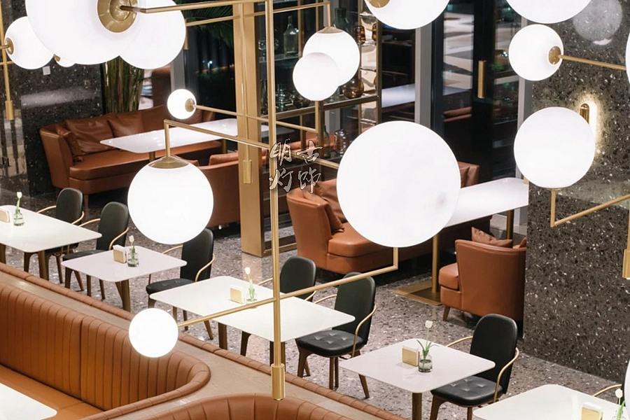 西餐厅吊灯定制设计非标工程灯具量身定制加工现场记录售楼部沙盘不