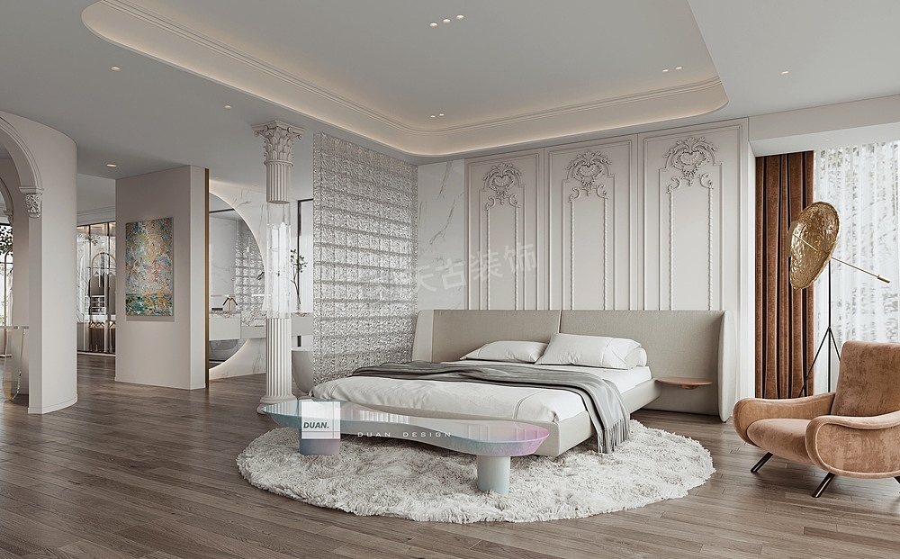 渝北公园大道上宸装修方案,法式极简风格设计效果图