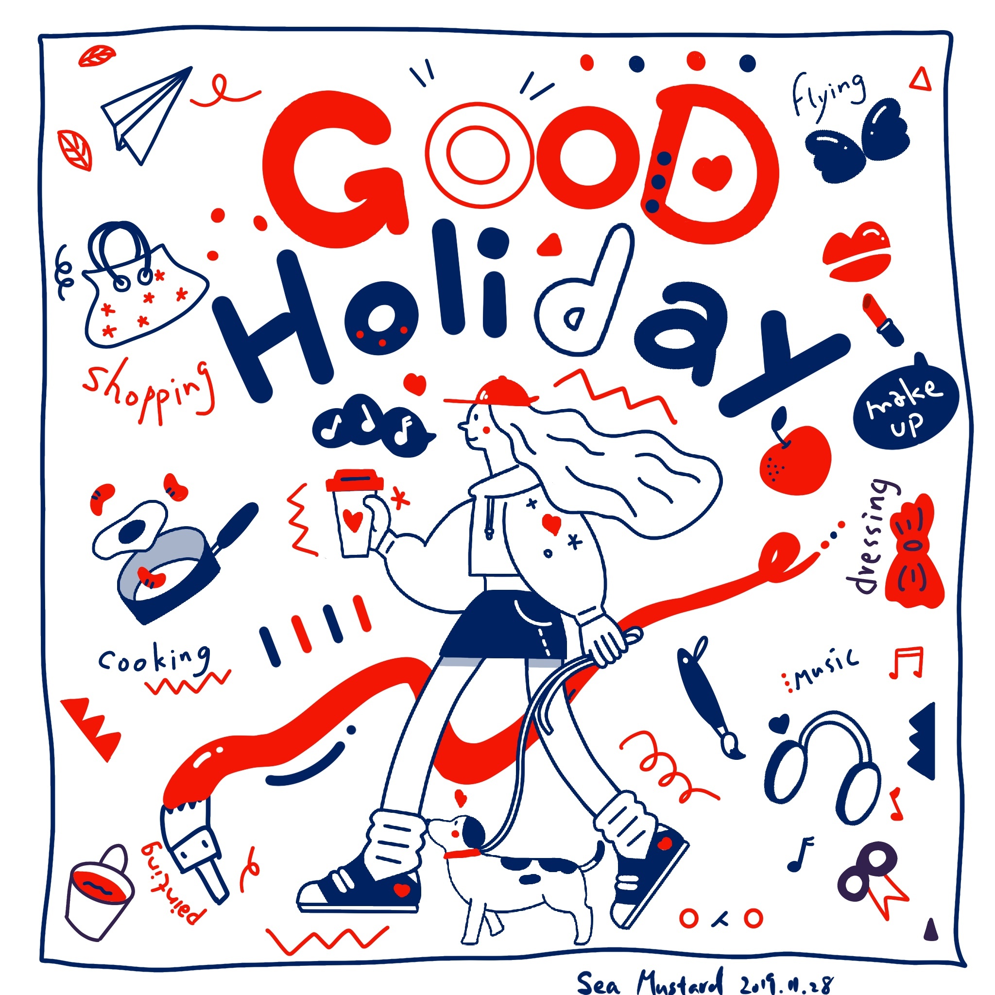 线条 单色|插画|涂鸦/潮流|飘扬的裙带菜 - 临摹作品 - 站酷 (zcool)