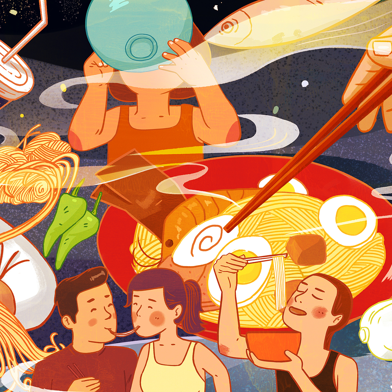 拉面店主视觉插画