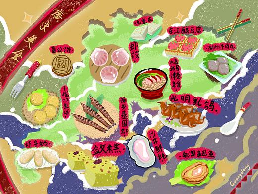 广东东莞美食地图卡通