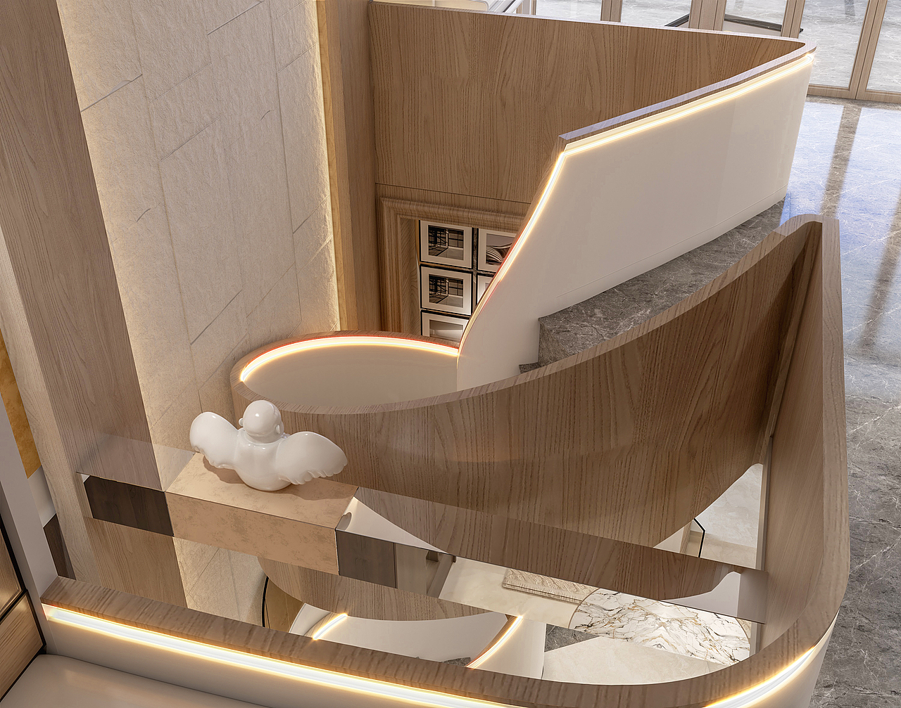 男主人对挑空有着独特的情怀,但公共空间面积紧张 br> br>我们便在