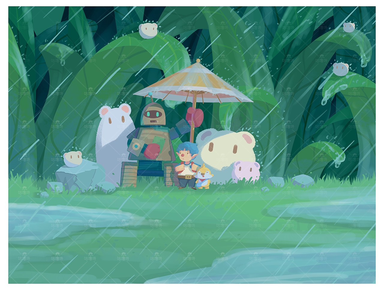 下雨啦，快回家吧～