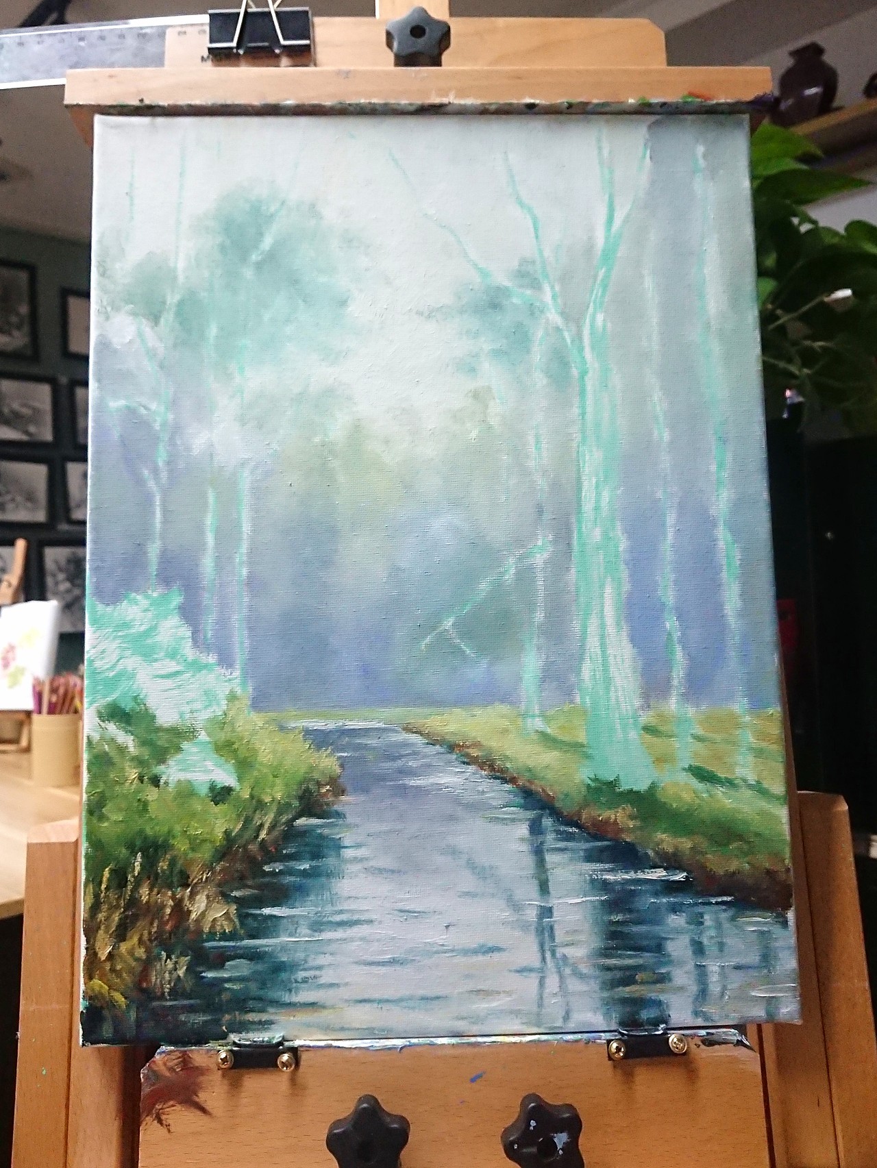 【油画教程】何老师教你画一张30x40油画林中小溪（图ZMjAyMjM3NTQ0） - 绘画 - 站酷设计师墙角笔触原创素材 - 站酷ZCOOL