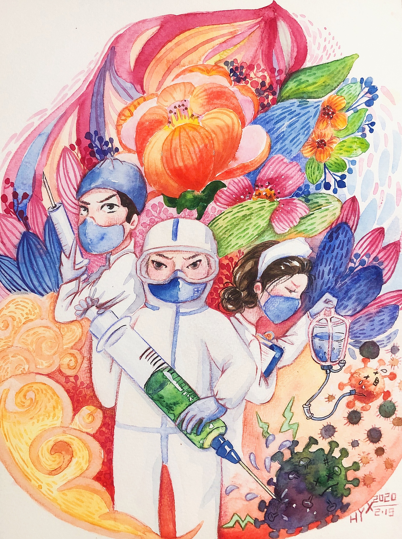 抗击疫情 致敬逆行者（图ZMTk2Mzk2MjQ0） - 商业插画 - 站酷设计师heyanxing原创素材 - 站酷ZCOOL